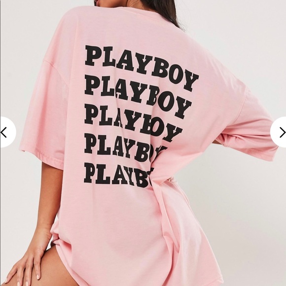 PLAYBOY Dresses & Skirts - 🔄 Playboy Pink Repeat Slogan T-Shirt Dress